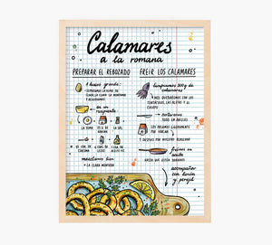 Receta Calamares a la Romana Art Print