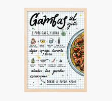 Cargar imagen en el visor de la galería, Receta Gambas al ajillo Art Print