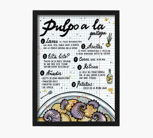 Receta Pulpo a la Gallega Art Print