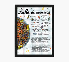 Cargar imagen en el visor de la galería, Receta Paella de Mariscos Art Print