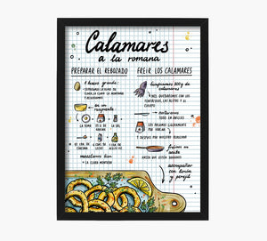 Receta Calamares a la Romana Art Print