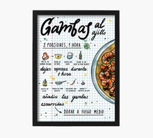 Cargar imagen en el visor de la galería, Receta Gambas al ajillo Art Print